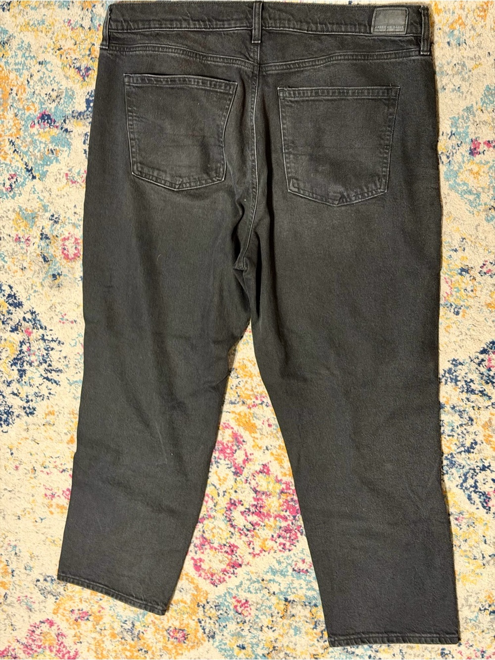 American Eagle High-Rise Straight Leg Jeans in Washed Black - Picture 6 of 6